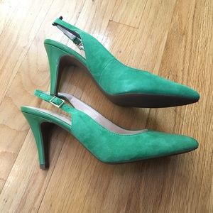 Franco Sarto Green Suade Slingback Heels